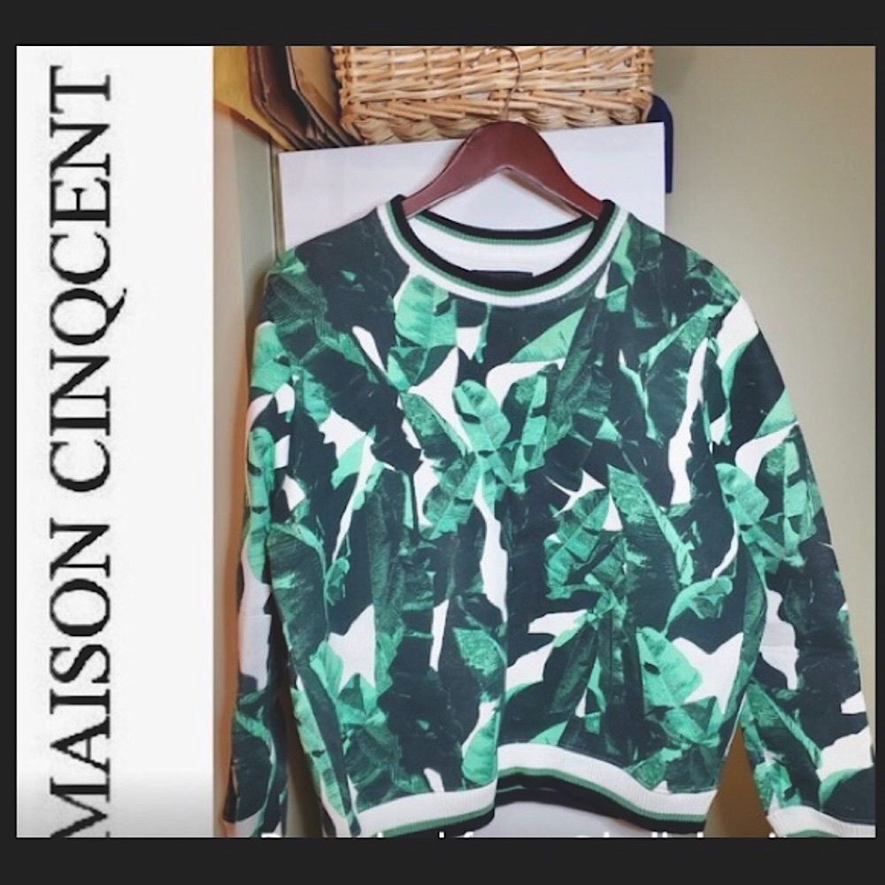 “Maison cinqcent” tropical leaf crewneck sweatshirt Medium/large..amazing …